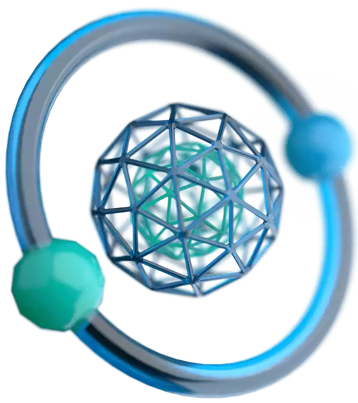 3d model of a tech icon rotating in a ring